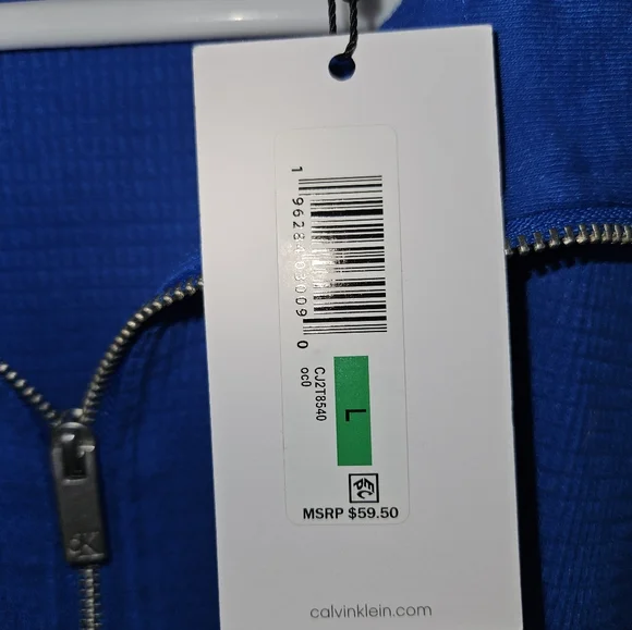 NWT Calvin Klein Sz L Blue Long Sleeve Crop Half Zip Top - Picture 3 of 3